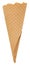Blank waffle ice cream cone isolated on white