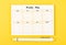 The Blank weekly plan notice block on yellow background. Empty schedule and a pen