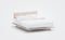 Blank white bed with pillows mockup, side view, isolated,