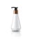 Blank white cosmetic cone shape bottle with pump head for beauty product packaging.