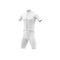 Blank white cycling outfit half side view with collar mockup  on a white background