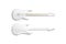 Blank white electric guitar mockup, front and back