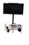 Blank white electronic warning information sign on wheels with b