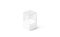 Blank white glass podium cube mockup, isolated, side view