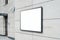 Blank white outdoor horizontal banner at modern building wall, 3d rendering.