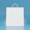 Blank white paper bag with, isolated, 3d rendering. Empty gift carry pack template. Shopping packet mock-up