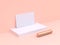 Blank white paper card mock up minimal cream scene 3d render