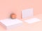 Blank white paper card mock up minimal cream scene 3d render