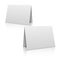 Blank white paper stand table holder card. 3D vector design template