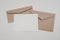 Blank white paper on the two brown paper envelope. Mock-up of horizontal blank greeting card. Top view of Craft paper envelope on