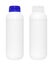 Blank white plastic bottles with white and blue caps on white background - bottle 1 liter and 500 milliliters with blue cap - bot