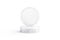 Blank white plastic round chip mockup stand on stack, isolated