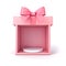 Blank white product podium in pink gift box or present box showcase exhibition booth stand design with pink pastel color
