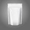 Blank white realistic plastic pouch with zipper.