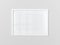 Blank white rectangular photo frame on light gray wall. Horizontal.