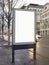 Blank white rectangular pylon stand on street mockup