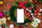 Blank White Screen Smartphone Mockup Image With Christmas Themed Decorations