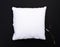 Blank white square cushion on an clear black background with flowers