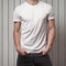 Blank white t-shirt on man`s body