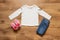 Blank white toddler girl long sleeved t-shirt with sneakers/trainers and jeans props