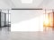 Blank white wall in concrete office with large windows Mockup 3D rendering