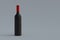 Blank wine bottle on gray background. Copy space