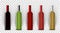 Blank wine bottles realistic vector mockup set