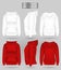 Blank women`s white and red sweatshirt hoodie in front, back and side views. Realistic female clothes