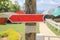 Blank wooden allow pointer red sign