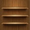 Blank wooden bookshelf. Vector illustration