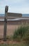Blank Wooden Footpath Sign on North Norfolk Coast