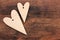 Blank wooden hearts for painting or decoupage on wooden table background. Valentines day concept