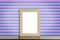 Blank Wooden photo frame on a funky purple strip