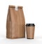 Blank wooden texture Craft Brown Paper Bag Packaging For coffee beans, dry fruits and other food items.