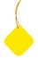 Blank Yellow Cardboard Sale Tag And Golden String, Empty Square Price Label Background, Vertical Isolated Detailed Hanging Badge