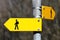 Blank yellow direction signs