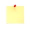 Blank yellow post-it note with red push pin