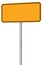 Blank Yellow Road Sign Isolated, Large Perspective Warning Copy Space, Black Frame Roadside Signpost Signboard Pole Post Empty