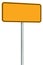 Blank Yellow Road Sign Isolated, Large Perspective Warning Copy Space, Black Frame Roadside Signpost Signboard Pole Post Empty