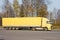 Blank yellow semi tractor trailer truck