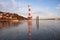 Blankenese Low Lighthouse on the Elbe River in the city of Hamburg, northern Germany.