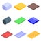 Blanket icons set, isometric style