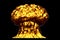 Blast 3D illustration of huge very detailed mushroom cloud explosion with fire and smoke looks like from nuclear bomb or any other