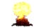 Blast 3D illustration of large very highly detailed mushroom cloud explosion with fire and smoke looks like from hydrogen bomb or
