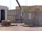 Blast barriers and bunker on a military camp in Iraq