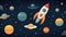 Blast Off with Colorful Rockets: A Vibrant Kids\\\' Wallpaper Design