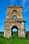 Blasted bell tower of old temple