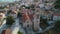 Blato on Korcula island historic town stone square and church aerial view,