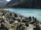 Blaue Lacke lake at Stubai high-altitude hiking trail, lap 5 in Tyrol, Austria