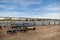 Blaydon England: 2022: E-biking in North east England. View of bike with Scotswood and River Tyne in the background